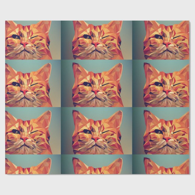 PAPEL DE REGALO GINGER CAT WINKING ART WRAPPER PAPER (Superficie plana)