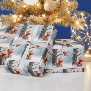 Papel De Regalo Ginger Kitty mirando al cardenal