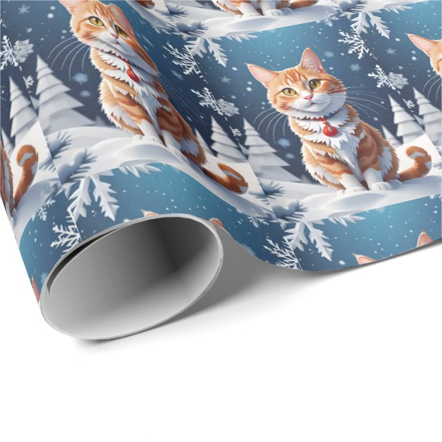 Papel De Regalo Ginger Winter Navidades Cat (Esquina del rollo)
