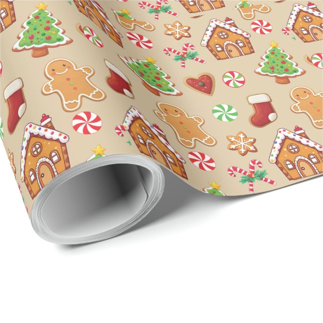 Papel De Regalo Gingerbread Baby Christmas Girft Wrapping Paper (Esquina del rollo)