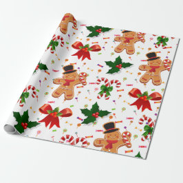 Papel De Regalo Gingerbread Christmas Candy Ribbon