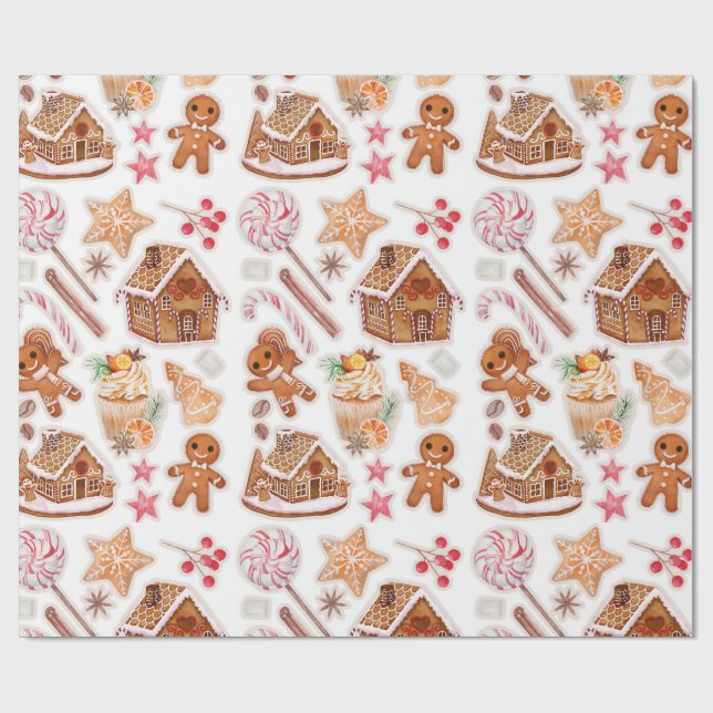 Papel De Regalo Gingerbread Cookies Candyland (Superficie plana)
