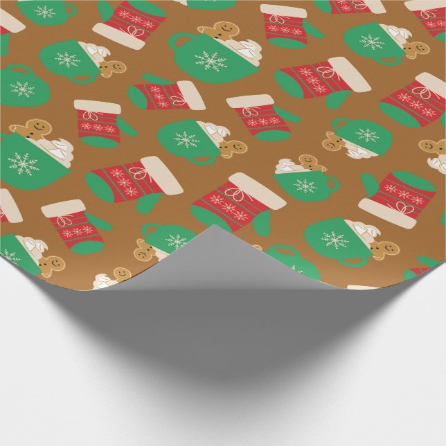 Papel De Regalo Gingerbread Latte Navidades Gantes Marrón Seamless (Esquina)