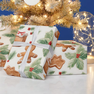 Papel De Regalo Gingerbread Men postre vegetación Navidades modern