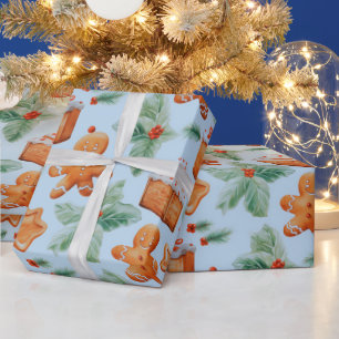 Papel De Regalo Gingerbread Men postre vegetación Navidades modern