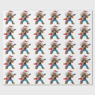 Papel De Regalo Gingerbread Rock Guitar Navidad 2026 Fiesta  