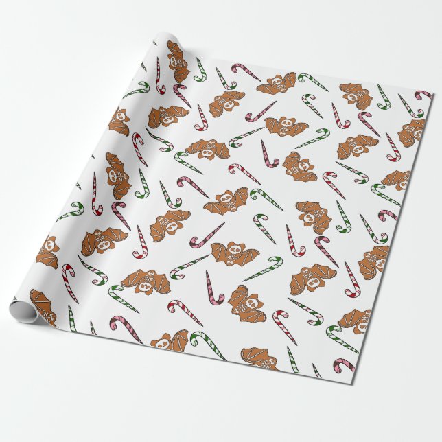 Papel De Regalo Gingerbread Skeleton Bat (Desenrollado)