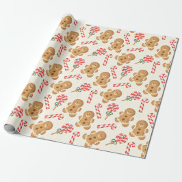 Papel De Regalo Gingerbread Y Candy Canes