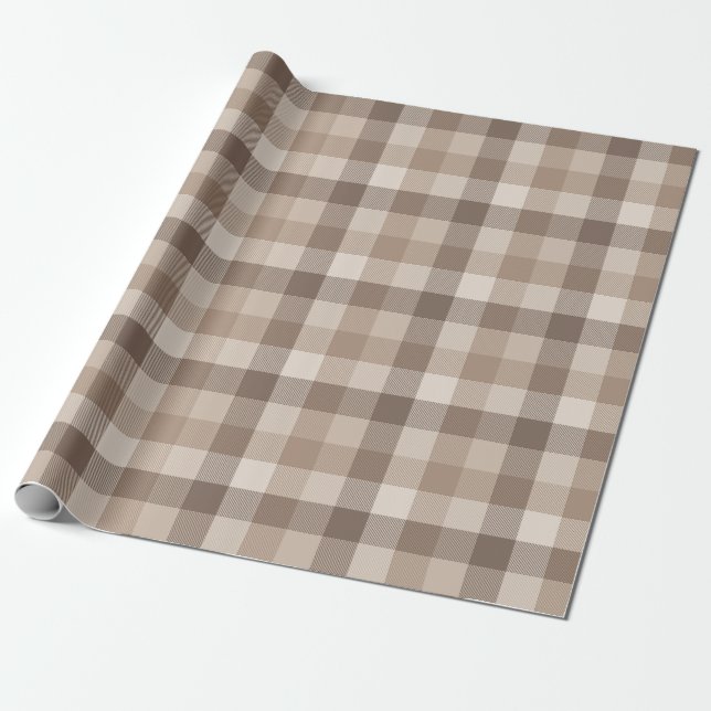 Papel De Regalo Gingham a cuadros bronceado tierra neutral  (Desenrollado)