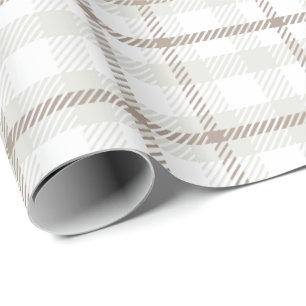 Papel De Regalo Gingham a cuadros neutro café latte rayas