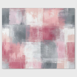 Papel De Regalo Gingham abstracto rosa y gris