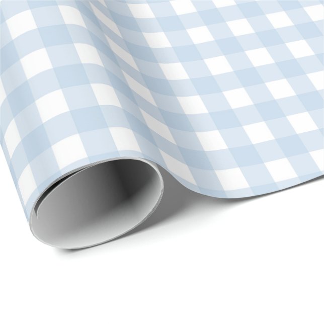Papel De Regalo Gingham Azul y Blanco (Esquina del rollo)