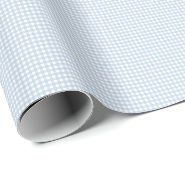 Papel De Regalo Gingham Azul y Blanco (Esquina del rollo)