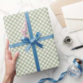 Papel De Regalo Gingham blanco y verde anglófono