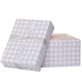 Papel De Regalo Gingham Check Pastel Lilac Purple Cream