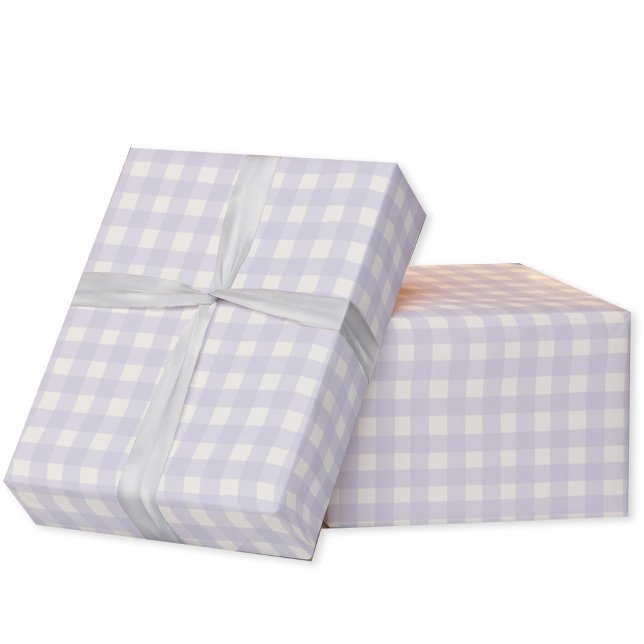 Papel De Regalo Gingham Check Pastel Lilac Purple Cream (Pastel lilac purple gingham check gift wrapping paper roll)
