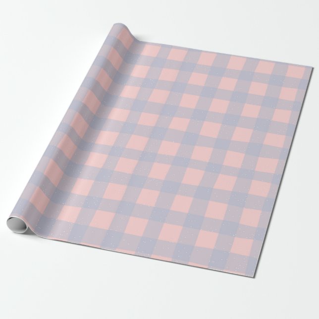 Papel De Regalo Gingham Check Pattern with White Speckles (Desenrollado)