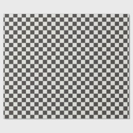 Papel De Regalo Gingham Clásico de Carbón Negro y Crema
