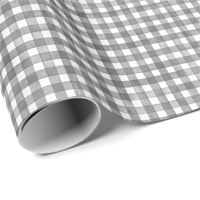 Papel De Regalo Gingham Clásico Negro (Esquina del rollo)