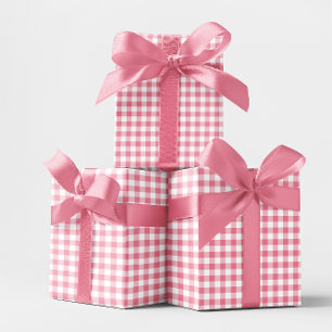 Papel De Regalo Gingham de cuadros pequeños rosados de 1 pulgada