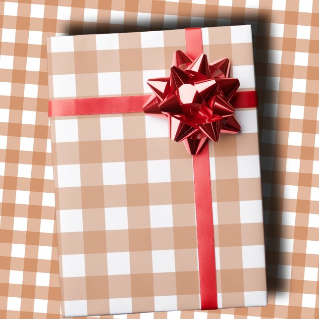 Papel De Regalo Gingham de Terracota Cálida y Blanco  (Subido por el creador)