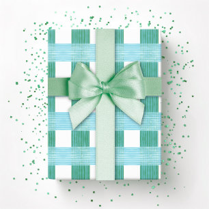 Papel De Regalo Gingham de trama de ventana en verde y aqua