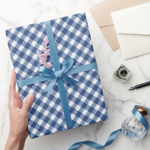 Papel De Regalo Gingham en blanco y azul anglicano