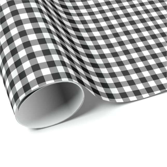 Papel De Regalo Gingham en blanco y negro (Esquina del rollo)