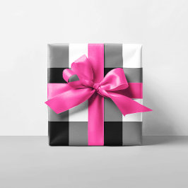 Papel De Regalo Gingham grande en blanco y negro