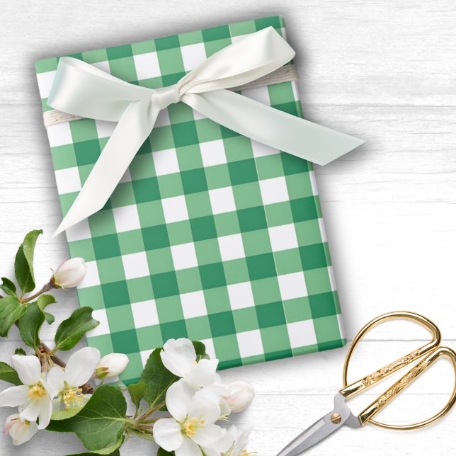 Papel De Regalo Gingham Green Y White Plaid (Gingham Green And White Plaid Wrapping Paper
)