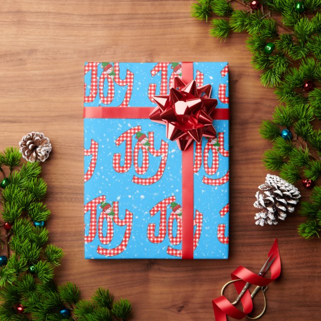 Papel De Regalo Gingham Joy and Snowflakes (Regalo de vacaciones)