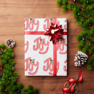 Papel De Regalo Gingham Joy En Madera Blanca