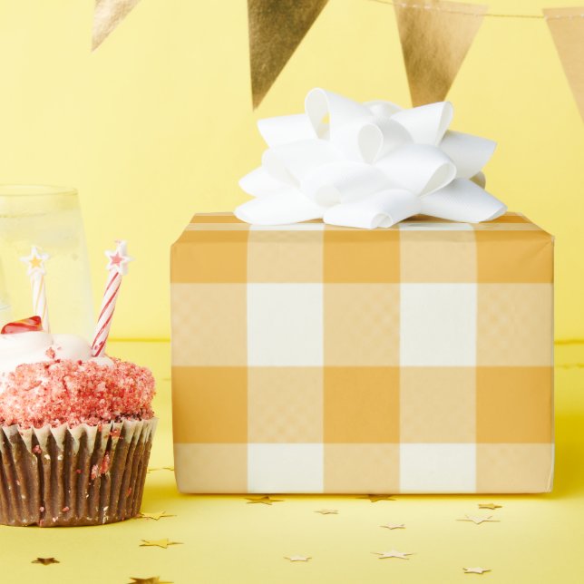 Papel de regalo - Gingham mandarina (Fiesta de cumpleaños )