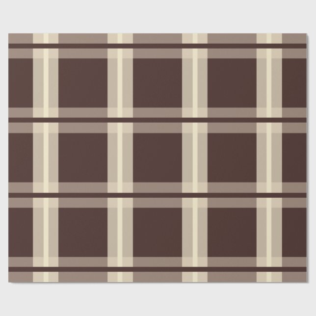Papel De Regalo Gingham | Marrón y beige (Superficie plana)