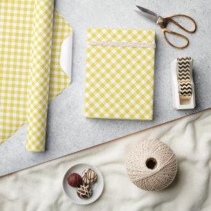 Papel De Regalo Gingham Retro Amarillo Dorado