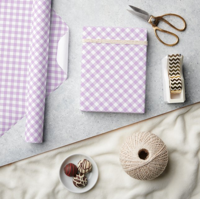 Papel De Regalo Gingham Retro Suave Lila (Artesanía)