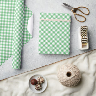 Papel De Regalo Gingham Retro Verde Verano