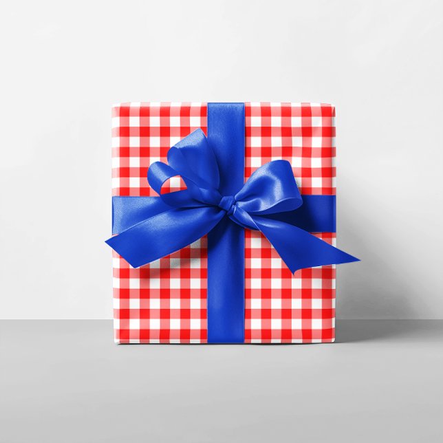 Papel De Regalo Gingham rojo y blanco (Red and White Gingham Wrapping Paper)