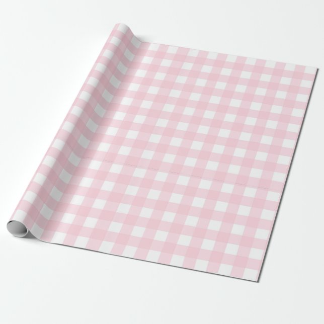 Papel De Regalo Gingham rosa (Desenrollado)