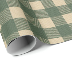 Papel De Regalo Gingham Verde Rústico Campestre