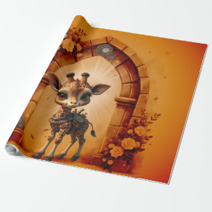 Papel De Regalo Girafa de bebé en steampunk-personalizado