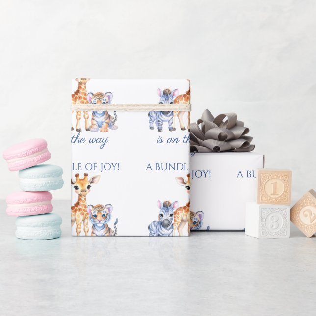 Papel De Regalo Girafa de cebra y tigre bebés (Baby Shower)