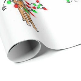 Papel De Regalo Girafa de vacaciones- luces rojas y verdes de las 