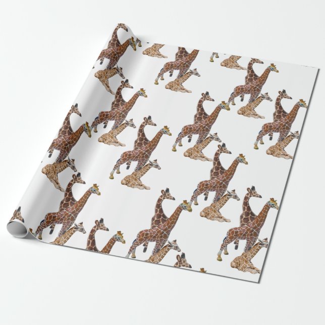 Papel De Regalo Giraffe Birthday Safari (Desenrollado)