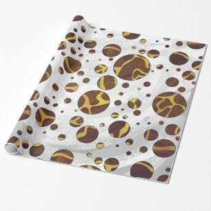 Papel De Regalo Giraffe Brown and Yellow Print