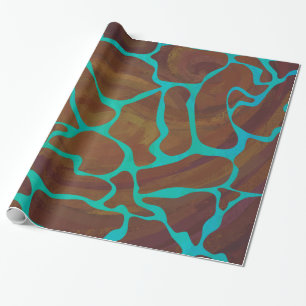 Papel De Regalo Giraffe Brown y la impresión Verde azulada