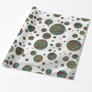 Papel De Regalo Giraffe Brown y la impresión Verde azulada