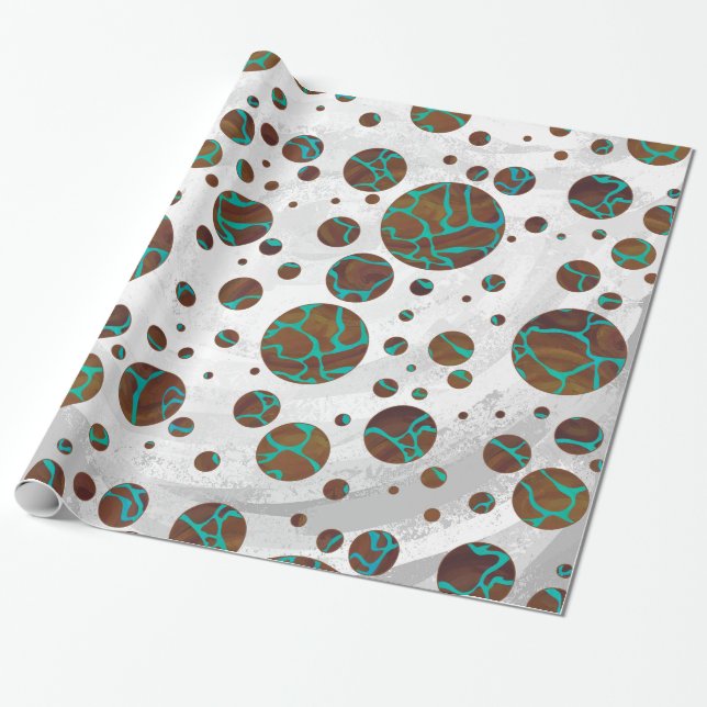 Papel De Regalo Giraffe Brown y la impresión Verde azulada (Desenrollado)