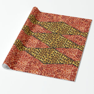 PAPEL DE REGALO GIRAFFE IMPRESO, LEOPARD FUR RIBBON