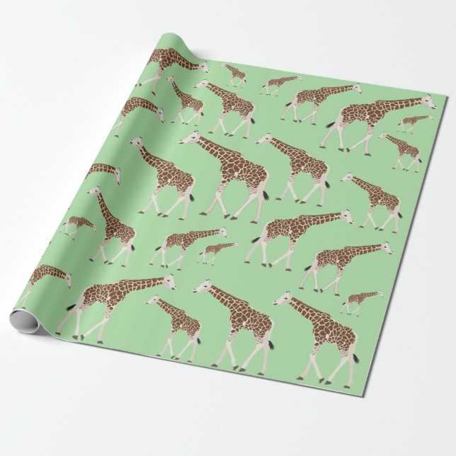 Papel De Regalo Giraffe Jungle Safari Animal (Desenrollado)